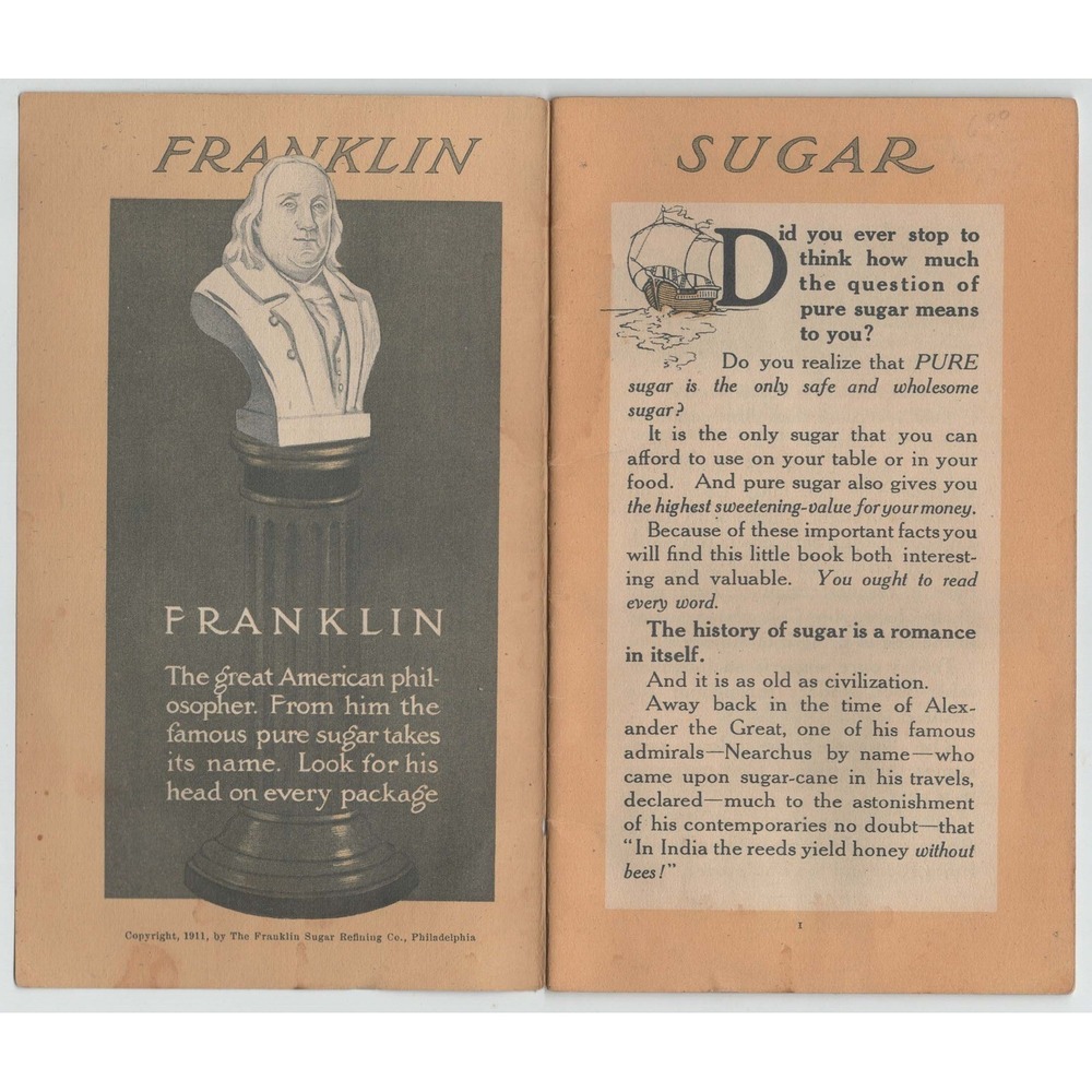 Antique 1911 Franklin Sugar Refining Co Philadelphia PA Sweets Recipe Booklet - Picture 3 of 3